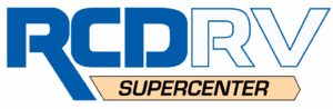 a blue and white logo