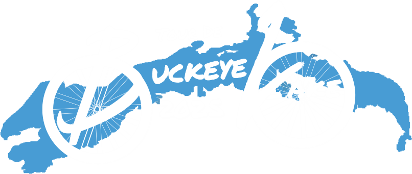 a white text on a black background with a blue and white bicycle